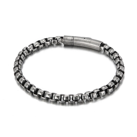 Pulsera de Cadena de Caja Minimalista de Acero Inoxidable para Hombre Hip Hop Acero de Titanio Oro Plata Negro Joyería