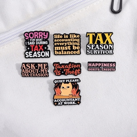 Humorous Accountant Tax Season Survivor Enamel Pin Alloy Lacquer Career Quote Lapel Badge Professional Office Jewelry Gift