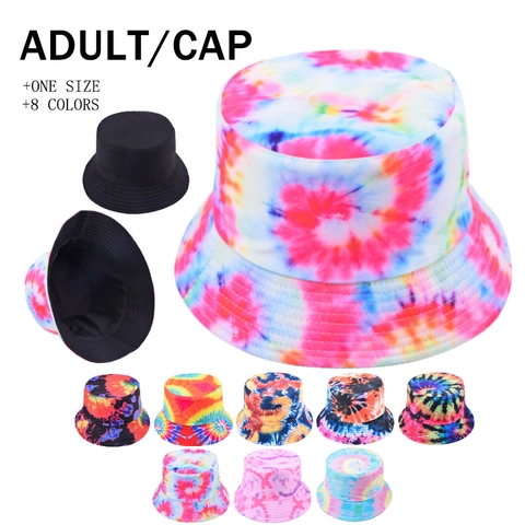Tie Dye Bucket Hat Cotton Reversible Sun Protection Outdoor Streetwear Casual Sunscreen Fisherman Cap For Men Women