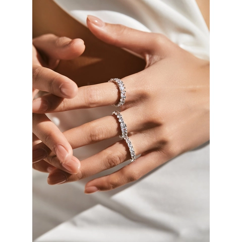 Eternity Ring 925 Sterling Silber Vollkreis Zirkonia Krappenfassung Luxus Pendler Mode Schmuck Für Frauen