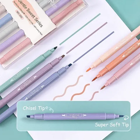 Surligneurs À Double Tête Couleurs Morandi Marqueurs En Plastique Protection Des Yeux Fournitures Scolaires Dessin