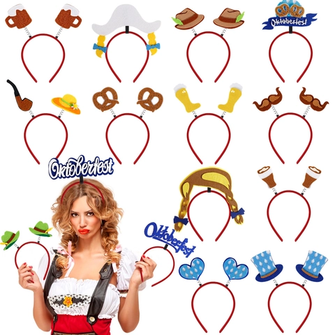 Oktoberfest Hoofdbanden Vilt Plastic Haarbanden Bierpul Pretzel Hoed Snor Ontwerpen Voor Bierfeest Party Cosplay Rekwisieten