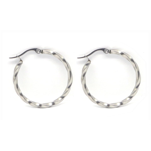Twisted Rope Hoop Earrings Stainless Steel Large Textured Circle Fashion Jewelry For Women