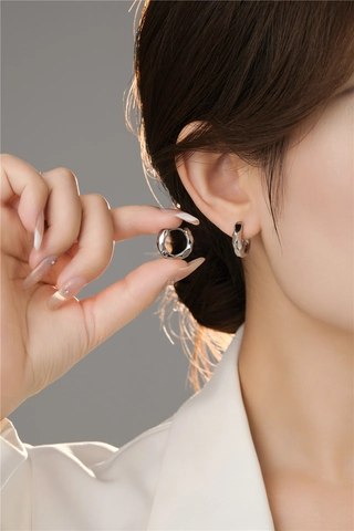Irreguläre Textur Creolen Minimalistisches Wellendesign Kupfer Mit Silbernem Ohrstecker Vintage Modeschmuck Damen