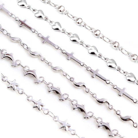Maglie Di Catena In Acciaio Inossidabile Per Creazione Gioielli Fai Da Te Collana Bracciale Forme Cuore Croce Stella Delfino