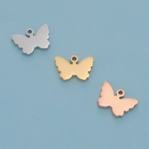 Colgante De Mariposa Charm Acero Inoxidable 304 Hueco Pulido Espejo Para DIY Collar Pulsera Accesorios De Joyería