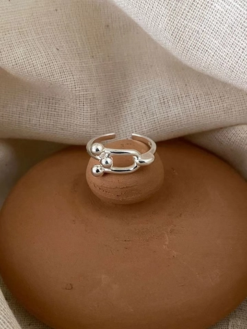 925 Sterlingsilber Hufeisen U-Form Gliederkette Offener Ring Für Damen Minimalistischer Geometrischer HardWear-Stil Modeschmuck Geschenk