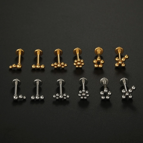 Ανοξείδωτο Ατσάλι Labret Lip Stud Σταυρός Μπάλα Εσωτερικό Σπείρωμα Piercing Αυτιού Κοσμήματα Punk Gothic Σώματος για Γυναίκες Άνδρες