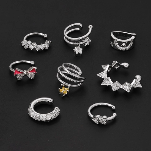 Ear Cuffs Für Damen Ohne Piercing Kupfer Zirkon Stern Herz Schleife Clip On Stapelbar Vintage Schmuck Retro Stil