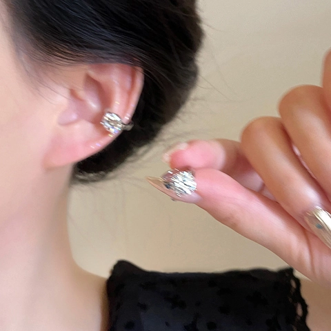 Copper Zircon Ear Cuff No Piercing Geometric Circular Minimalist Elegant Fashion Accessory For Women