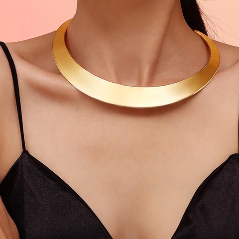 Minimalistische Roestvrijstalen Brede Open Choker Ketting Voor Dames Heren Street Punk Stijl Hoogglans Metaal Kraag Sieraden Cadeau