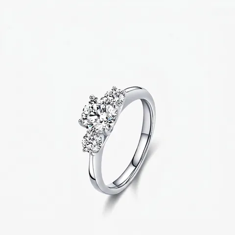 Elegant 925 Sterling Silver Three Stone Zirconia Ring For Women Luxury Round Cut Zirconia Inlaid Wedding Finger Ring Jewelry