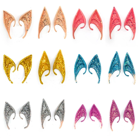 Latex Elfenoren Glitter Puntig Feeënoren Voor Cosplay Halloween Maskerade Feest Kostuum Accessoires