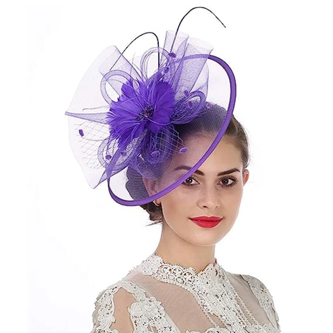 Cappello Fascinator Vintage Rete Piuma Fiore Sposa Matrimonio Festa Cocktail Copricapo Retro Elegante Per Donna