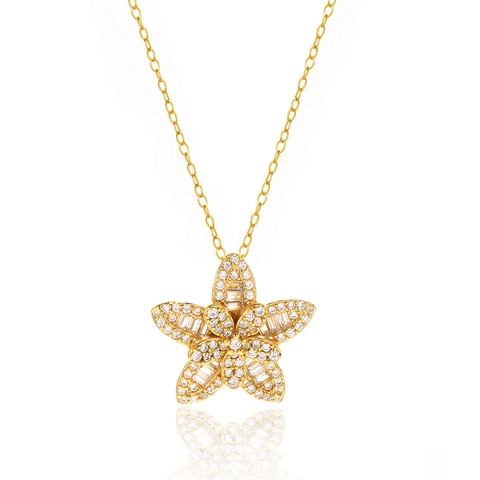 Collana In Argento Sterling 925 Ciondolo Stella Fiore Delicato Zirconia Cubica Gioielli Eleganti Per Donna