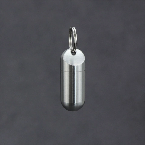 Portable Pill Case Titanium Alloy Stainless Steel Waterproof Sealed Capsule Storage Bottle Keychain For Outdoor Emergency Medicine