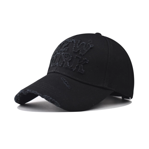 Baseball Cap Cotton 3D New York Embroidery Distressed Vintage Streetwear Adjustable Sun Hat For Outdoor Activities