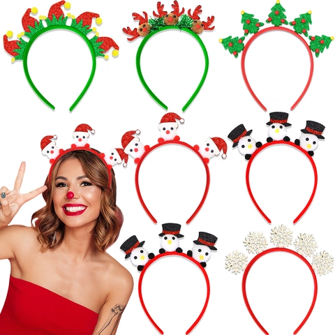 Weihnachten Haarreif Glitzer Pailletten Elfenhut Rentiergeweih Schneemann Feiertag Party Dekoration Haarschmuck