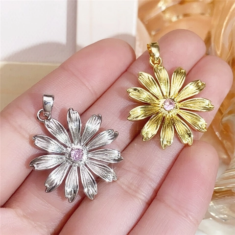 Copper Zircon DIY Charms Heart Cross Star Dragon Bird Flower Eye Leaf Necklace Making Electroplated Sparkling Accessories