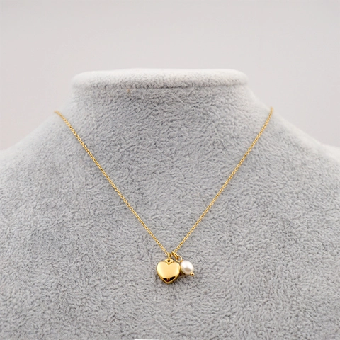 Collana Con Ciondolo A Cuore E Lucchetto In Acciaio Inossidabile Dorato Con Perla Artificial D'acqua Dolce Gioielli Eleganti Da Donna