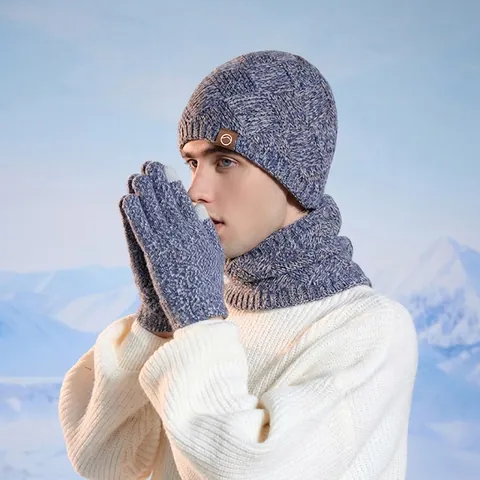 Winter Beanie Hat And Scarf And Gloves Acrylic Knit Fleece Lined Touch Screen Thermal Warm For Men Women Mixed Color