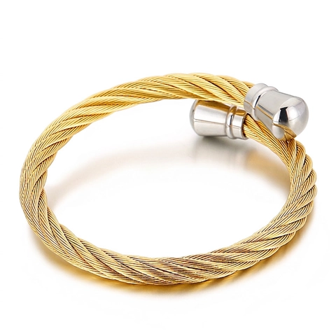 Twisted Cable Cuff Bangle Titanium Steel Punk Open Bracelet For Men Retro Fashion Accessory
