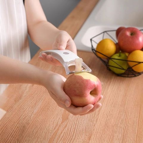 Gemüseschäler Edelstahl Doppelfunktion Rotierender Kopf Fruchtschaber Ergonomisches Küchenwerkzeug Für Kartoffeln Tomaten