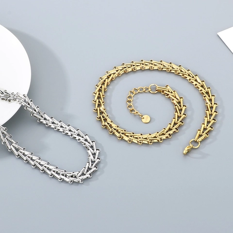 Gioielli Collana E Bracciale In Acciaio Inossidabile A Forma Di V Hip Hop Catena A Maglie Triangolari Geometriche