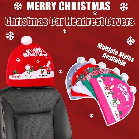 Copri Poggiatesta Per Auto Di Natale Stile Cappello Babbo Natale Ornamento Sedile Decorazione Interna Tessuto