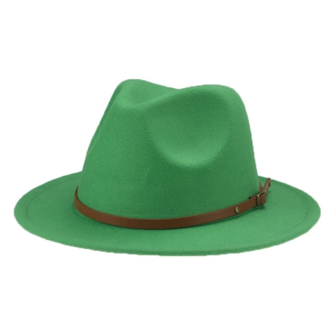 Cappello Fedora Classico In Feltro Di Lana A Tesa Larga Cappello Jazz Con Decorazione Cintura In Pelle Per Donne E Bambini