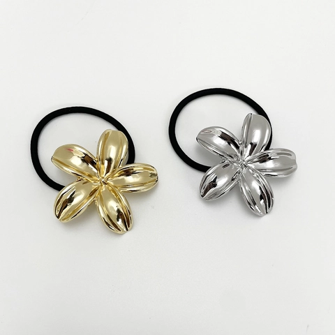Minimalistische Legering Schelp Bloem Geometrische Haarbanden Hoge Elasticiteit Metalen Paardenstaart Houder Voor Dames