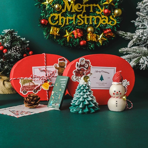 Confezione Regalo Candela Profumata Di Natale Cera Mista Fatta A Mano Forme Albero Pupazzo Di Neve Babbo Natale Decorazione