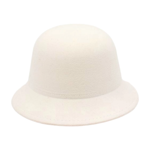 Vintage Elegant Cloche Hat Wool Felt Solid Color Winter Autumn British Style Round Top Short Brim For Women