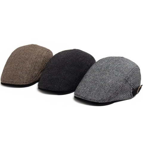 Visgraat Platte Pet Vintage Katoen Polyester Britse Stijl Verstelbare Ivy Hoed Voor Heren Retro Newsboy Cap
