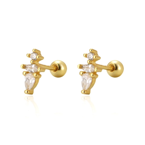 Orecchini Cartilagine In Argento Sterling S925 Zirconia Cubica Goccia Chiusura A Vite Piercing Gioielli Eleganti Donna