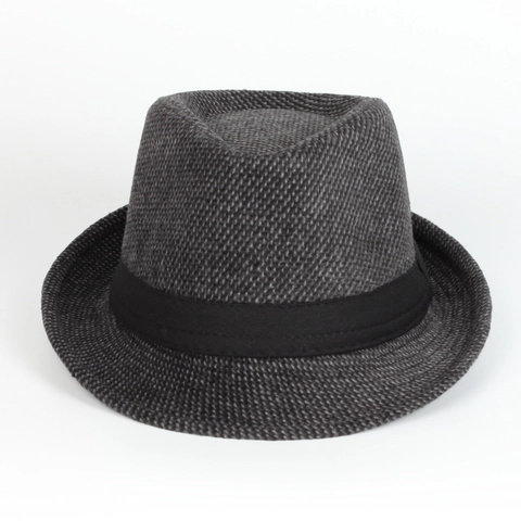 Chapeau Fedora Classique Pour Homme Style Britannique Rétro Trilby Jazz Avec Bande Noire Texture Coton Polyester