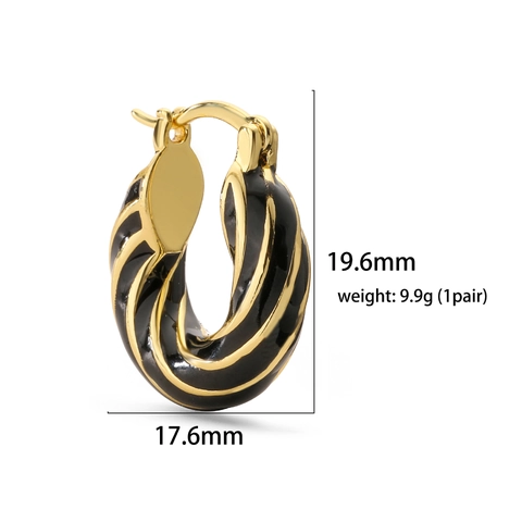 Twisted Enamel Copper Hoop Earrings For Women Colorful Candy Color C-Shape Geometric Ear Buckle Fashion Jewelry Accessory Gift