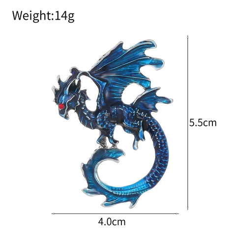 Spilla Drago Occidentale Vintage In Lega Smalto Occhio Di Strass Gioielli Animali Mitici Regalo