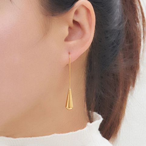 Water Drop Hook Earrings Stainless Steel 18K Gold Plated Long Teardrop Dangle Minimalist Vintage Style For Women