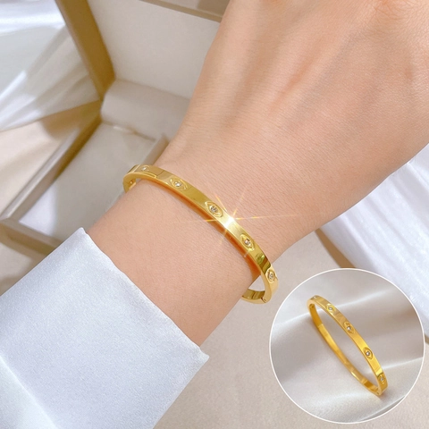 Marquise Zirkon Evil Eye Armreif Armband Titanstahl Minimalistischer Retro Schmuck Für Damen