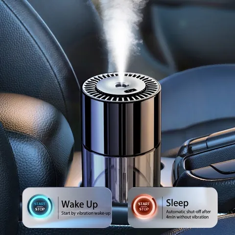 Smart Car Aromatherapy Diffuser Ultrasonic Atomization Fragrance Machine Auto Start Stop Interior Air Purifier Starry Sky Projection
