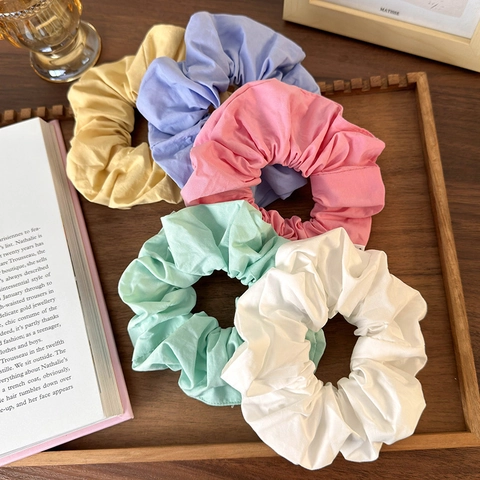 Fabric Scrunchies Solid Color Elastic Hair Ties Korean Style Pleated Hair Bands Soft Fabric Hair Accessories For Women