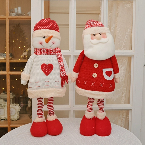 Ornamenti Per Bambole In Peluche Di Natale Babbo Natale Pupazzo Di Neve In Maglia Con Gambe Lunghe Telescopiche Arredo