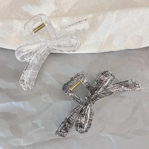 Große Haarklammern Acrylharz Mit Spitzenmuster Schleife Haargreifer Starker Halt Elegant Für Frauen Mädchen
