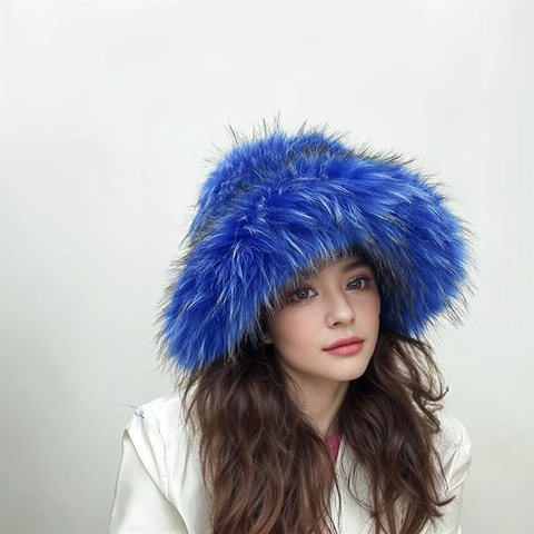 Sombrero de Pescador Esponjoso de Piel Sintética para Mujer Gorro de Felpa Cálido de Invierno Estilo Punk Accesorio de Moda Y2K