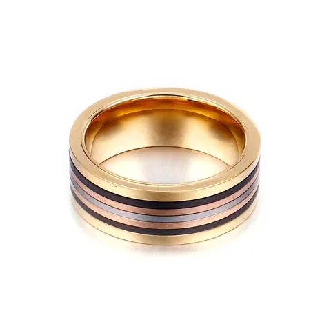 Stainless Steel Ring Striped Wide Band Samsara Design Hip Hop Style Trendy Jewelry For Men Women