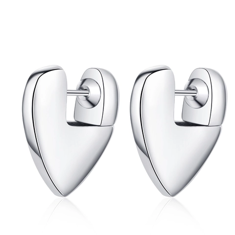 Elegant Heart Shaped Hoop Earrings For Women Copper Electroplated Gold Silver Color Minimalist Fashion Jewelry Accessories