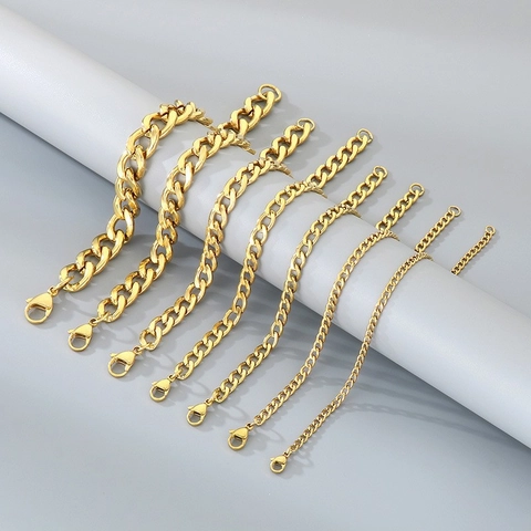 Pulsera De Cadena De Eslabones Cubanos De Acero Inoxidable Galvanizada Joyería De Moda Para Hombre Y Mujer