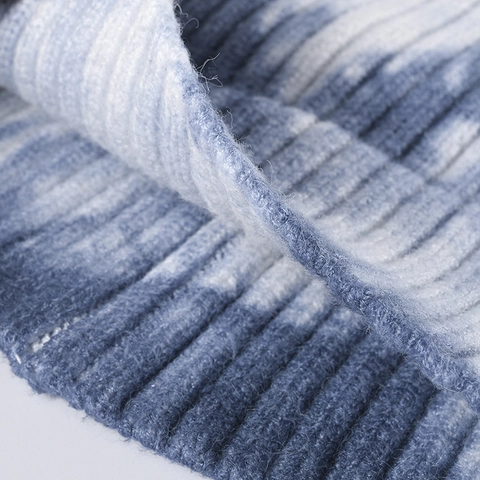 Tie-Dye Strickmütze Beanie Rippstrick Umschlag Winter Warm Outdoor Hip Hop Streetwear Für Herren Und Damen