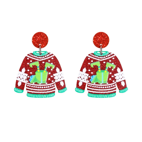 Christmas Drop Earrings Acrylic Glitter Santa Claus Reindeer Snowman Holiday Party Fashion Jewelry For Women